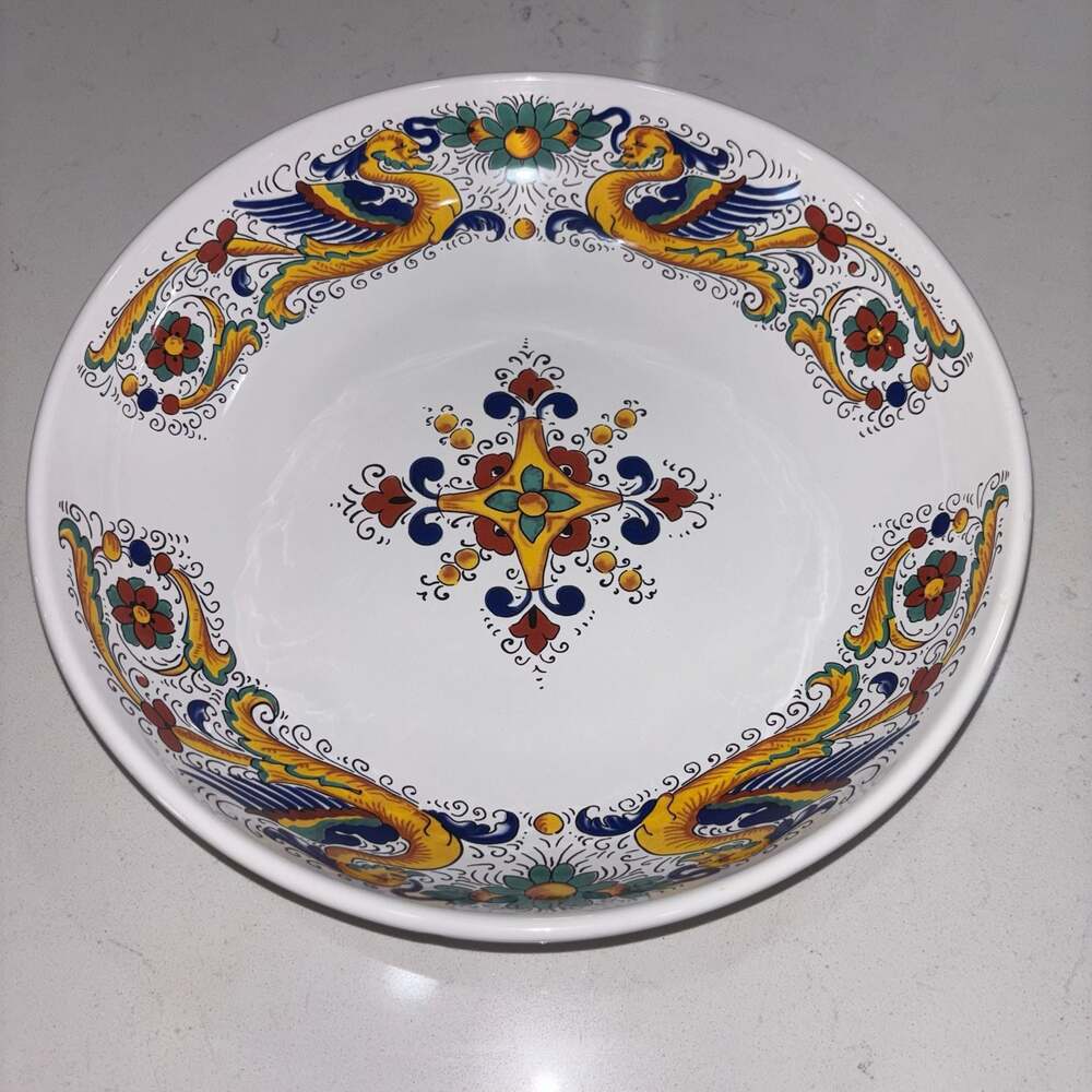 Nova Deruta Raffaellesco Dragon Pattern Italy Hand-Painted Ceramic Serving Bowl